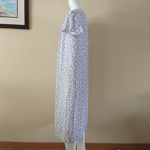 Croft Barrow Nightgown Womens L Ditsy Floral Flower Buttons Lace Trim Long - Picture 5 of 7